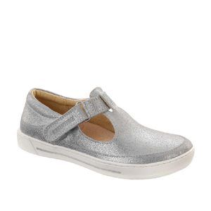 Birkenstock Girls Abilene Mary Jane Flats, Metallic Silver